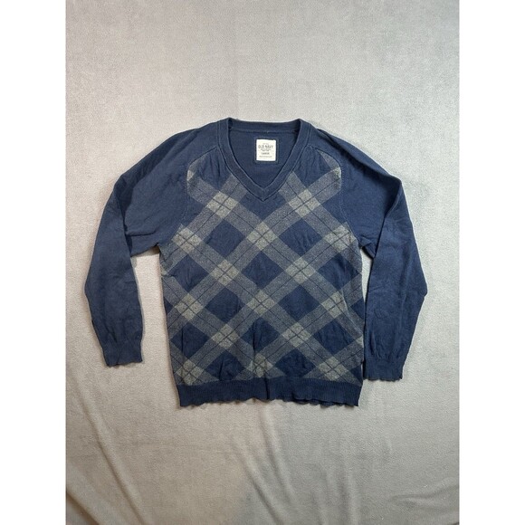 Vtg OLD NAVY V Argyle Sweater Men's Size Large Classic Preppy Y2K Cashmere Blend - Picture 1 of 6